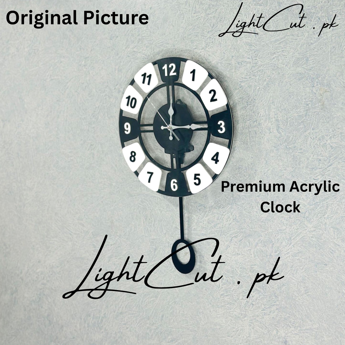 Geometric Piano Style Premium Pendulum Wall Clock - Acrylic Pendulum Clock