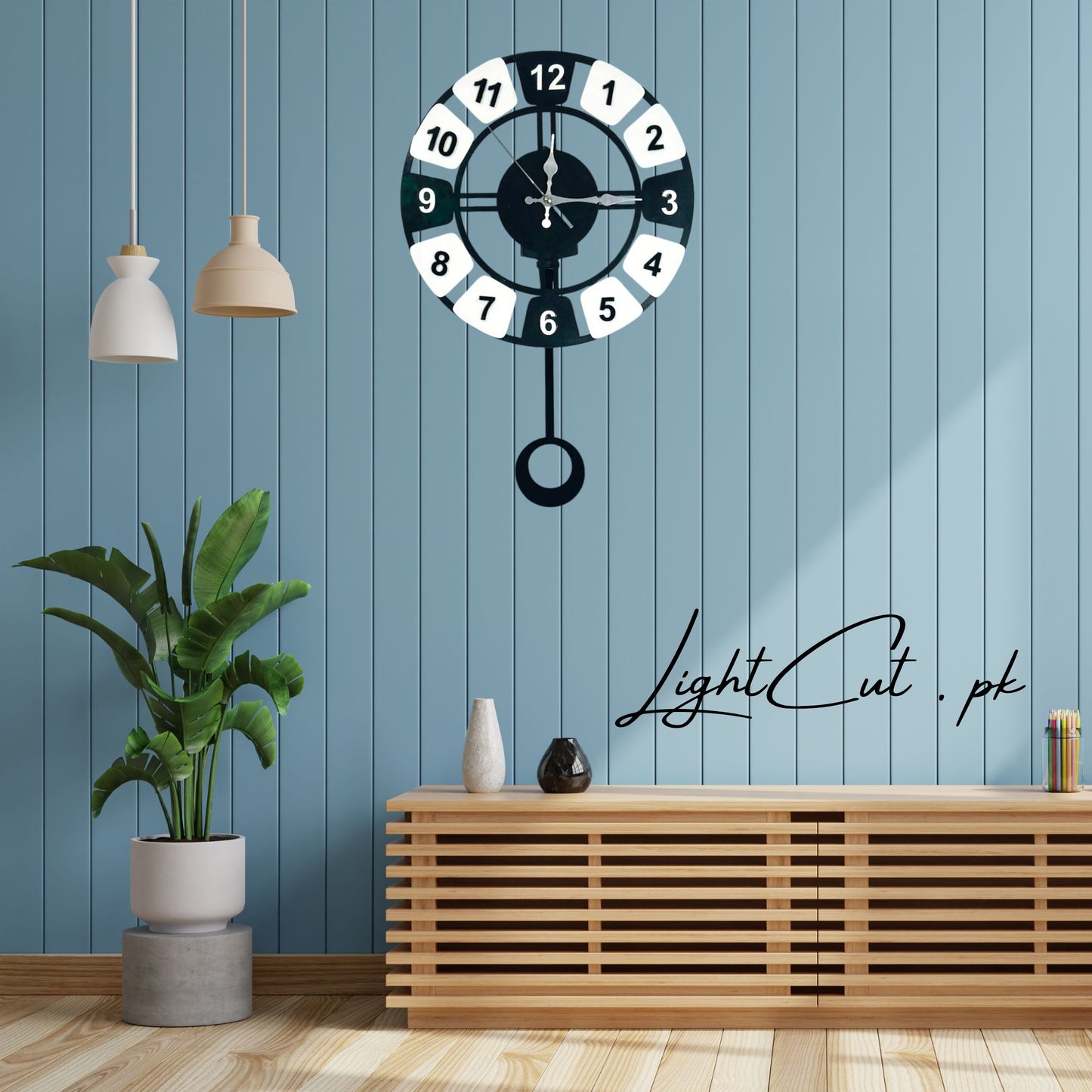 Geometric Piano Style Premium Pendulum Wall Clock - Acrylic Pendulum Clock