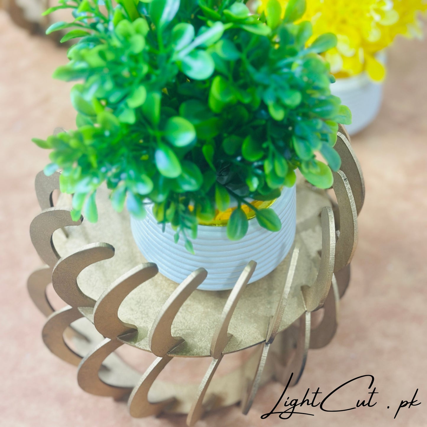 Golden Globe Style Flower Pots with Flowers