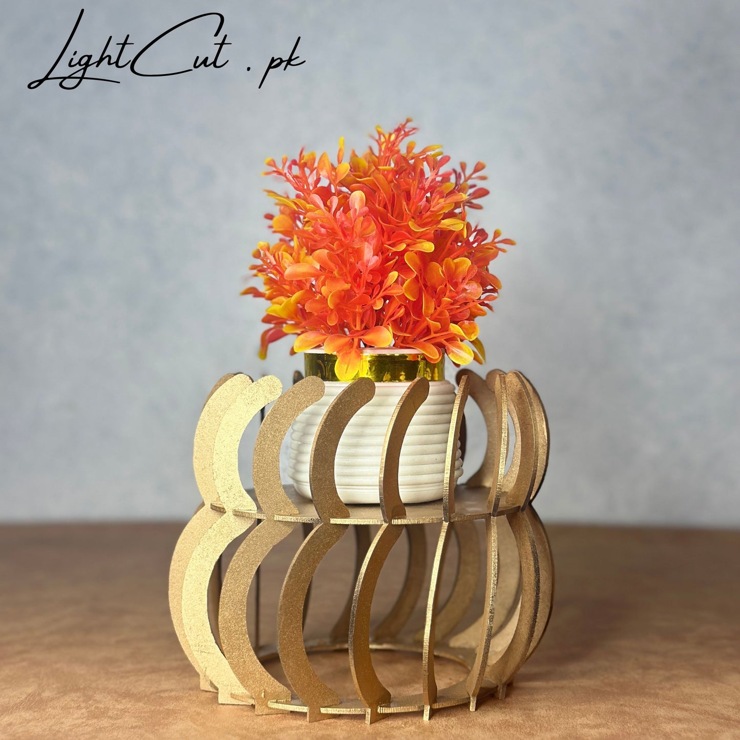 Golden Globe Style Flower Pots with Flowers