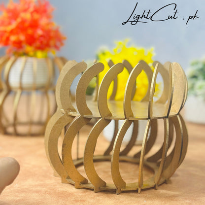 Golden Globe Style Flower Pots with Flowers