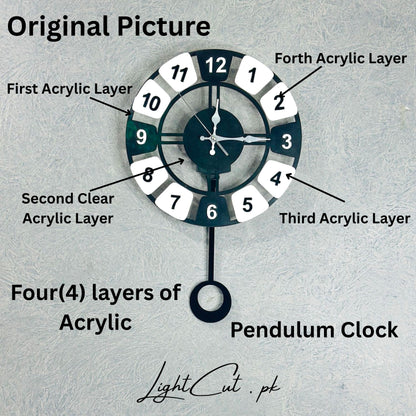 Geometric Piano Style Premium Pendulum Wall Clock - Acrylic Pendulum Clock
